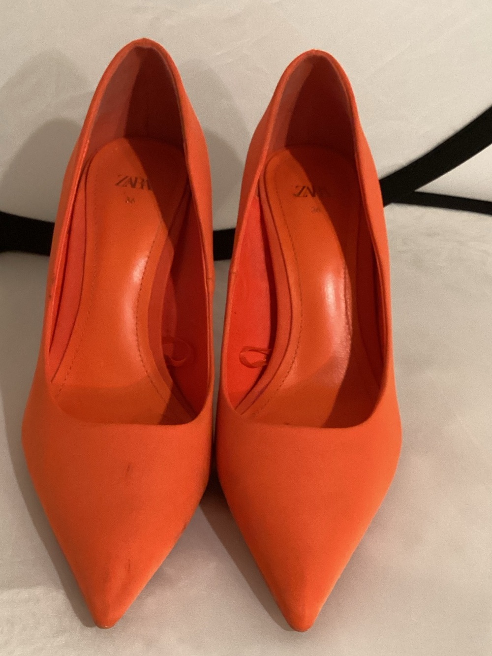 Zara Orange Pointed-Toe Stiletto Pumps